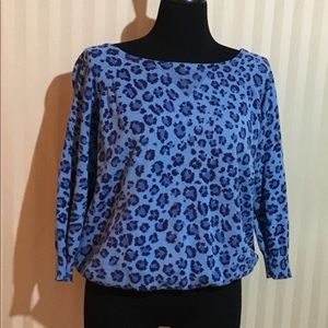 Jones New York Blue Leopard Print Sweater 1x